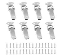 8 Sets Spring Loaded Toggle Latch 2.2" Spring Hasp Lock Stainless Steel Tension Clasp Duck Billed Catch Clamp Clip with Screws for Door Window Drawer Toolbox Closet Cabinet Case Box - Silver