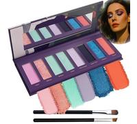 8-Shade Matte & Shimmer Eyeshadow Palette in Pink, Rose Gold, Mint, Purple, Navy, Blue, Coral for Everyday & Creative Makeup Looks - Professional Eye Makeup Kit with Dual-Ended Brushes for Versatile