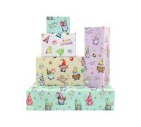 8 Sheet Birthday Wrapping Paper,Gnome Happy Birthday with Cake Balloon Best Wish Gift Wrapping Paper Gift Wrap Papers for B-day Anniversarie Baby Shower Party Girl Boy Kids Gifts Decor,70 x 50cm