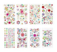 8 Sheet Festival Face Gems, Self Adhesive Gem Stickers, Colorful Face Jewels for Festivals, Stick on Glitter Stickers for DIY, Craft, Faces Decoration (Colorful)
