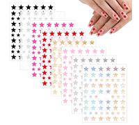 8 Sheets/512 Pcs Star Nail Stickers, 3D Self Adhesive Star Nail Decals Shiny Pentagram Y2K Nail Art Sticker for Women Girls Nails Design Manicure Decorations