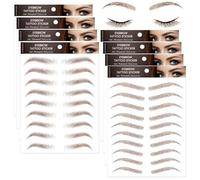 8 Sheets 6D Hair-Like Authentic Eyebrows Transfers Stickers Eyebrow Tattoo Stickers Eyebrow Suitable for Women and Girls Cosmetic Products Beauty Shaping Sticker 76 Pairs (Light Brown) (BROWN)