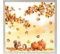 8 Sheets Autumn Window Stickers Maple Leaf Pumpkin Window Clings Double Sided Squirrel Hedgehog Thanksgiving Fall Party Home Decorations