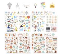 8 Sheets Baby Album Stickers, Waterproof Scrapbook Stickers, Self Adhesive, with Cute Cartoon Pattern, Sticker for Baby Shower Party, DIY Crafts, Journal, Scrapbook Supplies