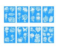 8 Sheets Blue Glow-In-The-Dark White Thorn Rose Party Party Collarbone Sexy Tattoo