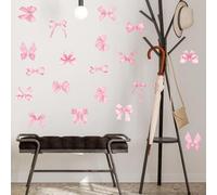 8 Sheets Bow Aesthetic Wall Stickers for Kindergarten DIY Party Activities Bedroom Nursery Home Living Room Dining-Room,Watercolor Bowknot Wallpaper Decals for Adult Teen Girls Boy