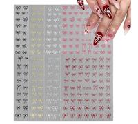 8 Sheets Bow Nail Stickers Decals, Self-Adhesive Nail Art Stickers Supplies, Bow Sticker for Unique Nail Decorations, Nail Art Design Decoration Accessories