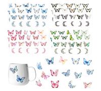 8 Sheets Butterfly and Flower Stickers Self-Adhesive PET Scrapbook Stickers for Journaling DIY Decoration for Kids Adults Aesthetic Stickers for Laptop Phone Water Bottle Photo Album (Style C)