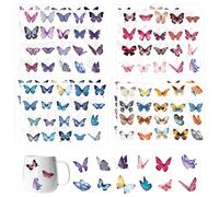 8 Sheets Butterfly and Flower Stickers Self-Adhesive PET Scrapbook Stickers for Journaling DIY Decoration for Kids Adults Aesthetic Stickers for Laptop Phone Water Bottle Photo Album (Style B)