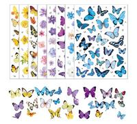 8 Sheets Butterfly and Flower Stickers Self-Adhesive PET Scrapbook Stickers for Journaling DIY Decoration for Kids Adults Aesthetic Stickers for Laptop Phone Water Bottle Photo Album (Style A)
