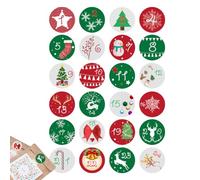 8 Sheets Christmas Advent Stickers, 1-24 Christmas Countdown Advent Number Stickers, Self-Adhesive Number Sticker Candy Boxes Sealing Sticker, Adhesive Labels for Envelopes, Crafts