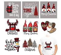 8 Sheets Christmas Iron on Stickers Cute Heat Transfer Vinyls Stickers Colorful Christmas Vinyl Iron on Decals Patches Santa Claus Elk Appliques for Clothing Design Pillow Covers Tshirt Jackets