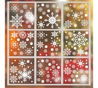 8 Sheets Christmas Snowflake Window Clings Stickers for Glass, Double Sided Snowflake Window Clings Xmas Snow Window Static Stickers Decorations Decals for Holiday Winter Xmas Party Supplies