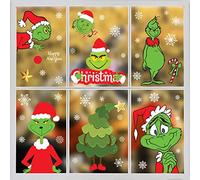 8 Sheets Christmas Window Clings Decal Ornaments, Christmas Window Stickers for Home School Office Window Decorations Party Supplies