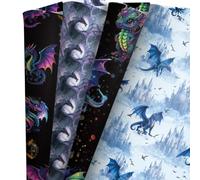 8 Sheets Dragon Wrapping Paper, Birthday Wrapping Papers Roll, Fantasy Gift Wrap Dragon Gift Wrapping Paper for Men Boys Birthday Party Supplies Baby Shower Festive Decoration, 70x50cm