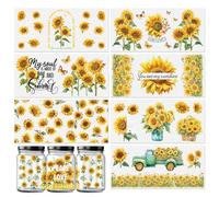 8 Sheets DTF Wraps Cup Stickers, Waterproof Rub On Transfer Stickers DTF Cup Wrap Transfer Stickers Glass Cup Sticker Wrap for Family Friends Teachers (Sunflower)