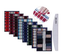 8 Sheets Full Wraps Nail Polish Stickers with 1 Pcs Nail File, Mwoot Self-Adhesive Nail Art Decals Strips Gradient Glittery Manicure Kits for Women