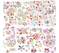 8 Sheets Gem Stickers, Self-Adhesive Gems for Crafting, Acrylic Colourful Glitter Stickers Sticky Gems for DIY Craft Face Decoration