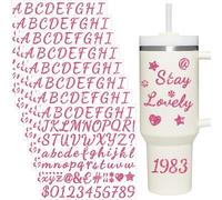 8 Sheets Glitter Letter Stickers for Cup, Alphabet Name Stickers for Water Bottles,Vinyl Waterproof Personalized Letter Number Name Tags Logo Sticker for Scrapbooking Tumbler Accessories(Pink)