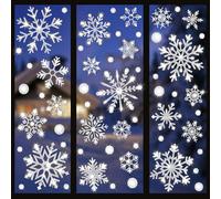 8 Sheets Glitter Snowflake Window Clings Christmas White Large Window Decals Winter Snowflake Windows Stickers Double-Sided Xmas Windows Decorations for Christmas Holiday Party Home Glass Decor