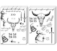 8 Sheets Halloween Face Tattoo Set, Cow Skull Temporary Face Tattoos, Suitable for Halloween Costumes, Day of the Dead, and Cosplay Parties