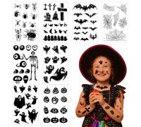 8 Sheets Halloween Tattoo, Halloween Temporary Tattoos, Face Tattoo for Children, Bats Spider Ghost Pattern, Spider Webs Halloween Stickers, Horror Tattoo, Carnival Makeup Accessories