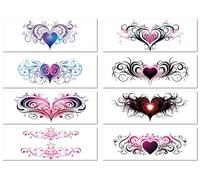 8 Sheets Heart-Shaped Scar Covering Stickers Couples Private Parts Abdomen Chest Leg Color Temporary Tattoos