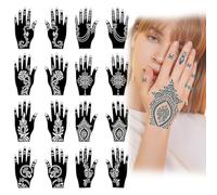 8 Sheets Henna Stencils for Hands, Henna Temporary Tattoos Stencils, Reusable Diy Tattooing Template, Indian and Arabian Temporary Tattoo Templates for Hand and Body Art (9-16)
