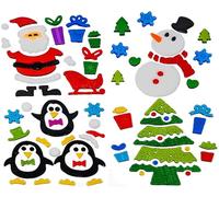 8 Sheets of Christmas Window Stickers Gel Clings - 2 of Each Design - Festive Decorations for Windows, Mirrors, Glass - Santa, Snowman, Penguin, Tree - Kids Xmas Window Decor
