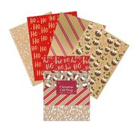 8 sheets of christmas wrapping paper - tradtional brown kraft effect christmas wrapping paper set - wrapping paper sheets - 8 x 50cm x 70cm sheets - flat pack xmas paper.