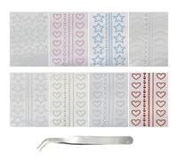 8 Sheets Of Face Rhinestone Stickers And 1 Piece Of Tweezers, Face Makeup Stickers, Sparkling Rhinestone Stickers, Creative Decoration Stickers