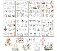 8 Sheets of Stickers Communion, Christening Stickers, Confirmation Stickers, Ideal for Communion, Confirmation, Christening, Sticker Sheets for Guest Book, Photo Album, for Girls and Boys
