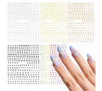 8 Sheets Small Letters Nail Art Stickers, English Alphabet Nail Decals 3D Self-Adhesive Nail Art Stickers Decals for Women Girls DIY Manicure Decoration