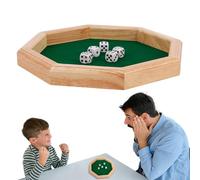 8 Sides Felt Lined Dice Mat - Wooden Tray Box for Role Playing Games Large Game Accessory for Tabletop RPG | Rolling Tray for Travel Party Gift Set
