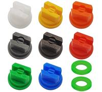 8-Size Pore Spray Nozzle Tips (0.1-0.8mm) + 2 Transfer Interfaces, 110 Degree Flat Fan Shaped Nozzle, for the Replacement Boom Pump Sprayer Knapsack, Agricultural Sprayer Tank Garden Weeding Equipment