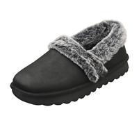 Skechers Women's Cozy Up Slip-On Slippers – Black Microleather/Faux Fur – UK 8