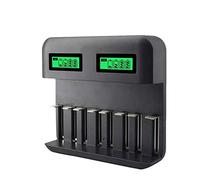 8-Slot Battery Charger USB Powered AA/AAA/C/D Rechargeable Battery Charger with LCD Display