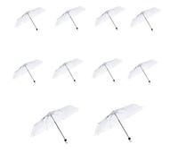 8 Small Rain Umbrellas Dome Transparent PVC Wedding Brolly Ladies See Through PVC Plastic Folding Bride Bridesmaid Party Fashion Portable Mini Clear Compact Events Walking Handbag Travel