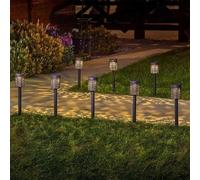 8 Solar Garden Stake Lights Bronze Effect Patio Decking Lamps Silhouette Biba