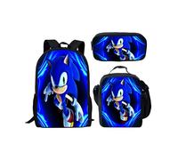 (8) Sonic 3 Piece School Bag Lunch Bag Pencil Case Kids Set