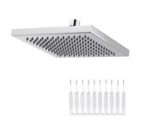 8" Square Shower Head, Large Stainless Steel Rainfall Shower Head with 10nozzle Cleaning Tool, High Pressure&360 Degree Rotation Design, Square Chrome Angle Adjustable Showerhead Replacement