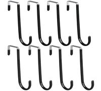 8 Storage Hooks Behind The Door, Scratch-Resistant Rubber Protective Surface, Durable and Multi-Model, Suitable for Space Utilization Behind The Door, Clothing Bag Storage (Black).
