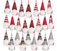 8 Styles Christmas Santa Gnomes Ornaments Handmade Scandinavian Santa Plush Dolls Hanging Christmas Decorations(24 Pieces)