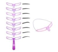 8 Styles Pouple Eyebrow Shaping Kit with Handle,Reusable Stencil Template