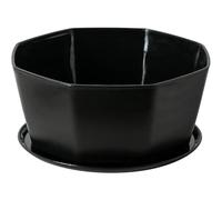 8" Succulent Pots, Plastic Succulent Planter Pots with Drainage Hole, Shallow Plant Pot, Flower Pot for Indoor Plants Round Shallow Bonsai with Bamboo Tray, Black