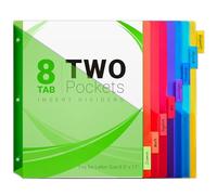8-Tab Dividers for 3-Ring Binders, 8 Counts Dividers with 2 Pockets, Insertable 8 Tabs Binder Divider for 1/2''/1''/2''/3'' inch Binders, 8 Colors (1)