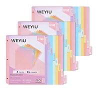 8-Tabs Dividers for 3 Ring Binder with Two Pockets,3-Hole Plastics Sheets Protectors for US Letter Size in 0.5'', 1'', 2'', 3 inch Binders, 8 Colors (3 Pack)