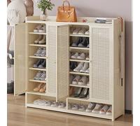 8-Tier Bamboo Shoe Rack, Adjustable Wooden Storage Cabinet, 120cm 4-Door Footwear Shelf for Entryway, Living Room & Hallway - Space-Saving Solution