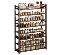 8-Tier Bamboo Shoe Rack with Handles Freestanding ShoeStorage for Hallway Living Room Bathroom - Space-Saving Design (39.4x46.5x8.3in)