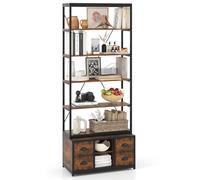 8-tier Bookshelf Freestanding Bookcase with Storage & Drawers-Brown